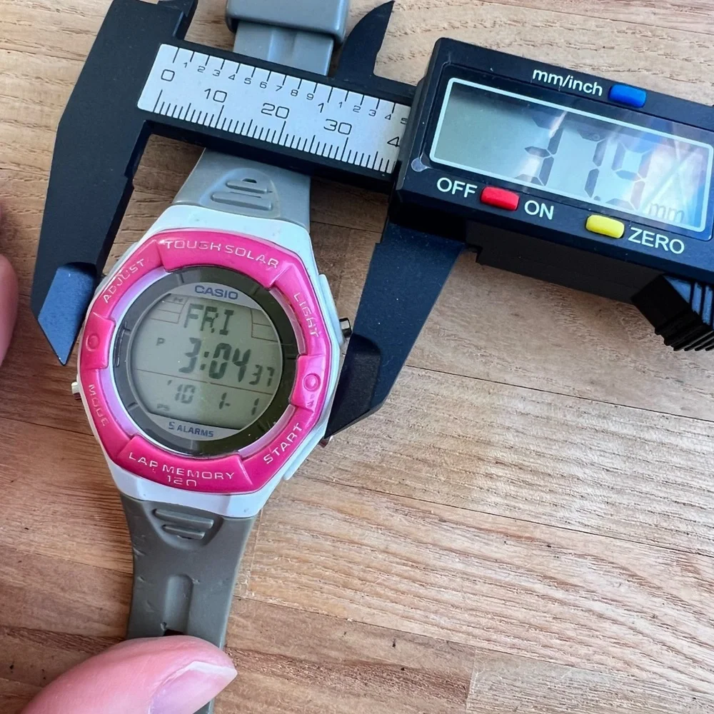 Casio tough solar ladies pink and gray digital sports watch